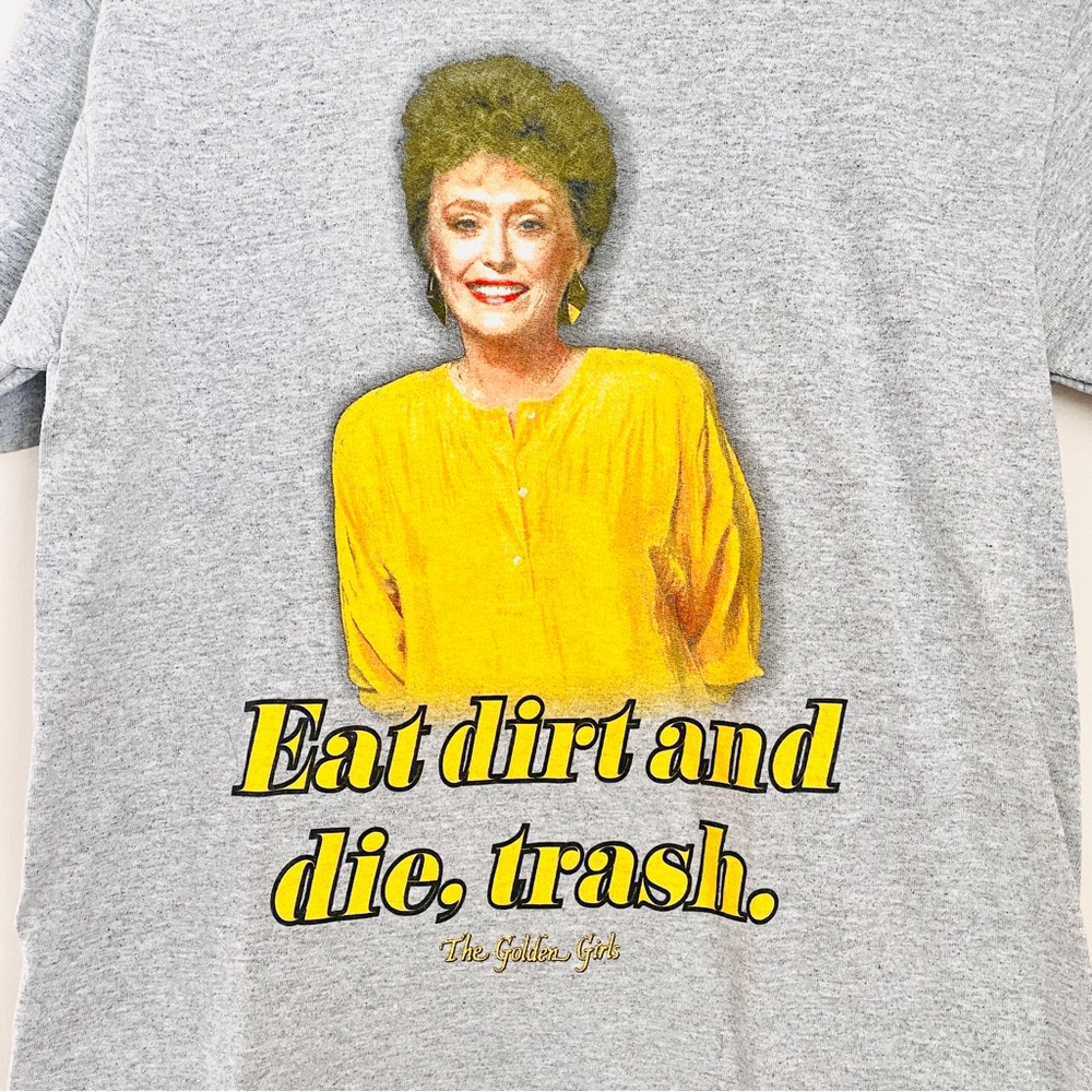 Spencer's The Golden Girls Graphic Tee Small Blanche Light Gray Eat Dirt And Die - Picture 3 of 6
